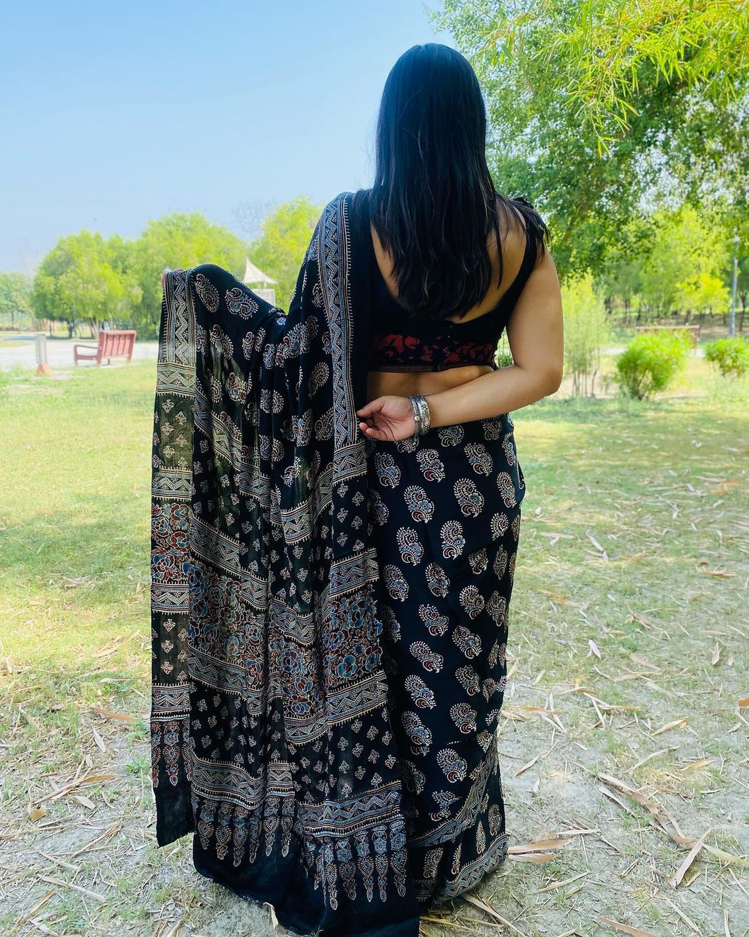 Authentic Black Colour Digital Printed Modal SAREE