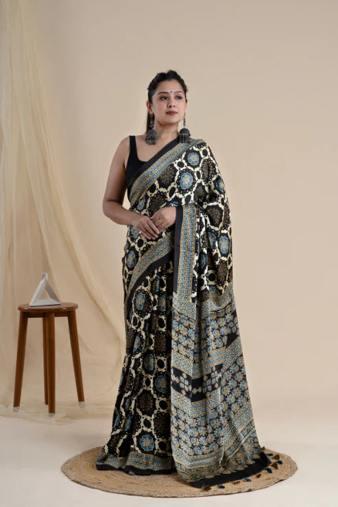 ATTRACTIVE BLACK MODAL SILK SAREE