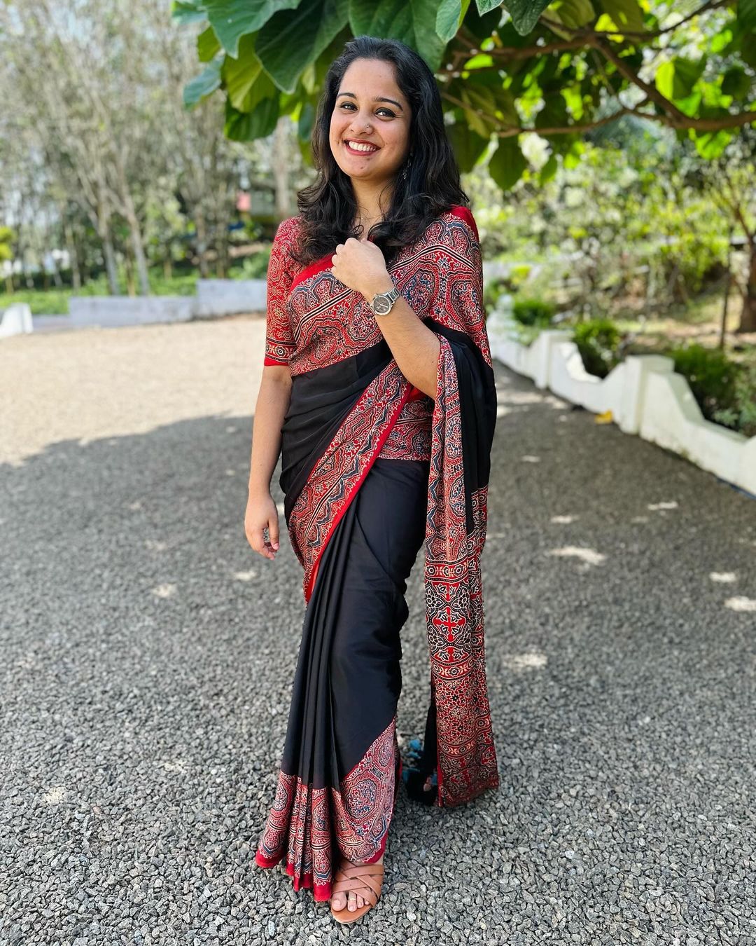 AUTHENTIC BLACK Color Digital Printed Modal SAREE