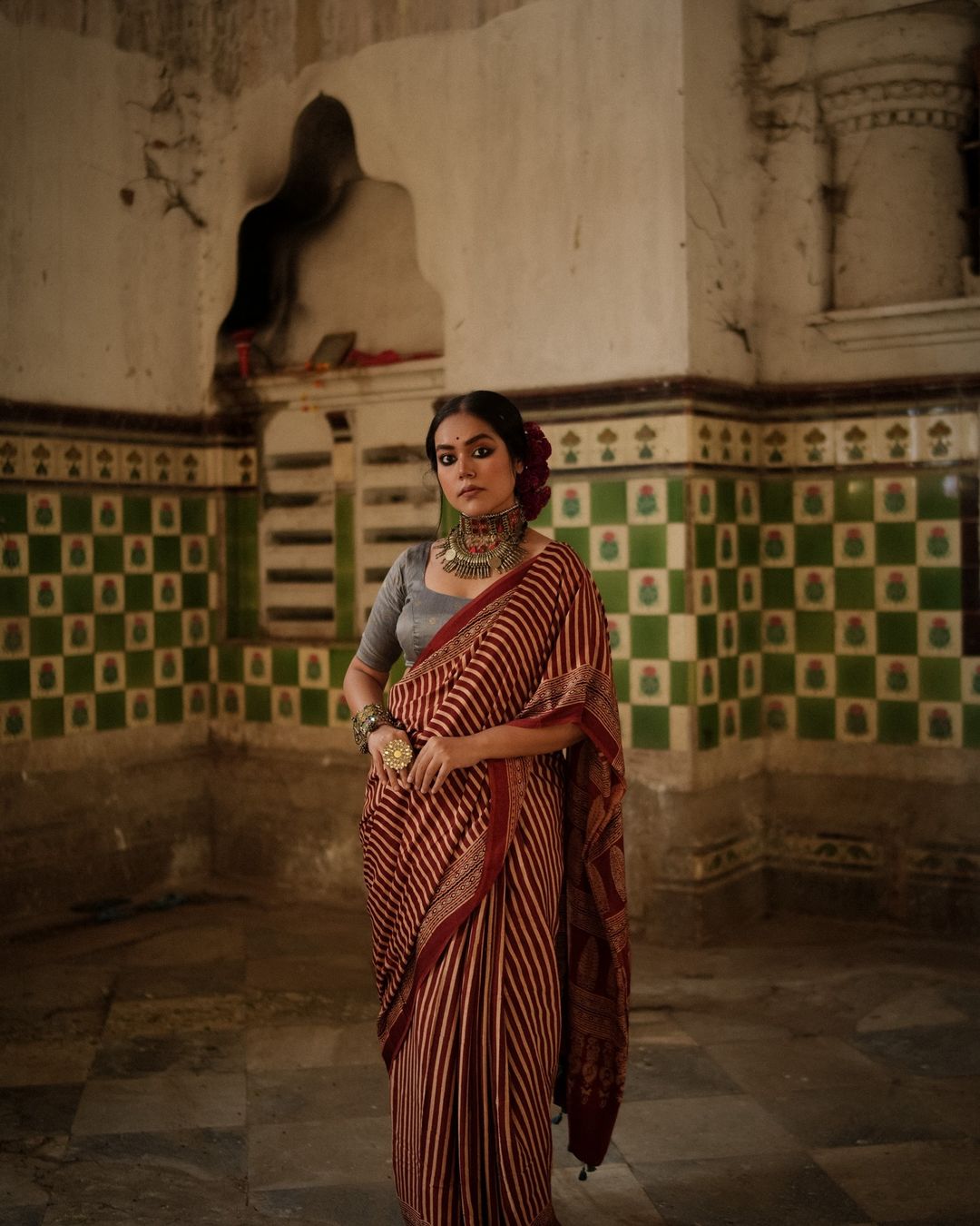 Vibrant red Digital Printed Modal SAREE