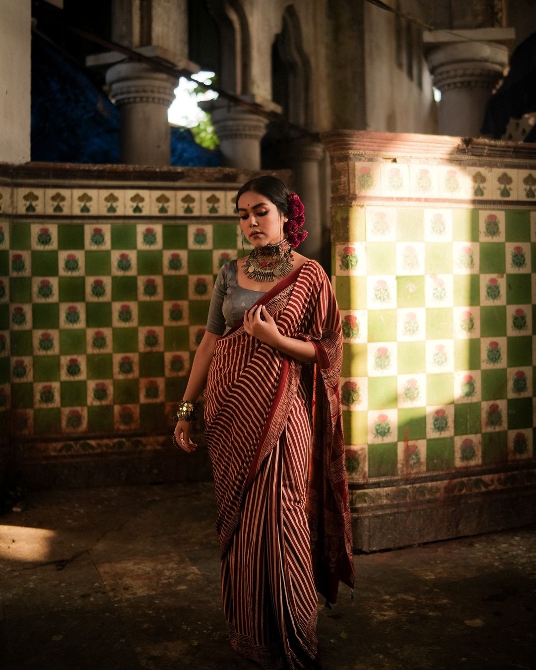 Vibrant red Digital Printed Modal SAREE