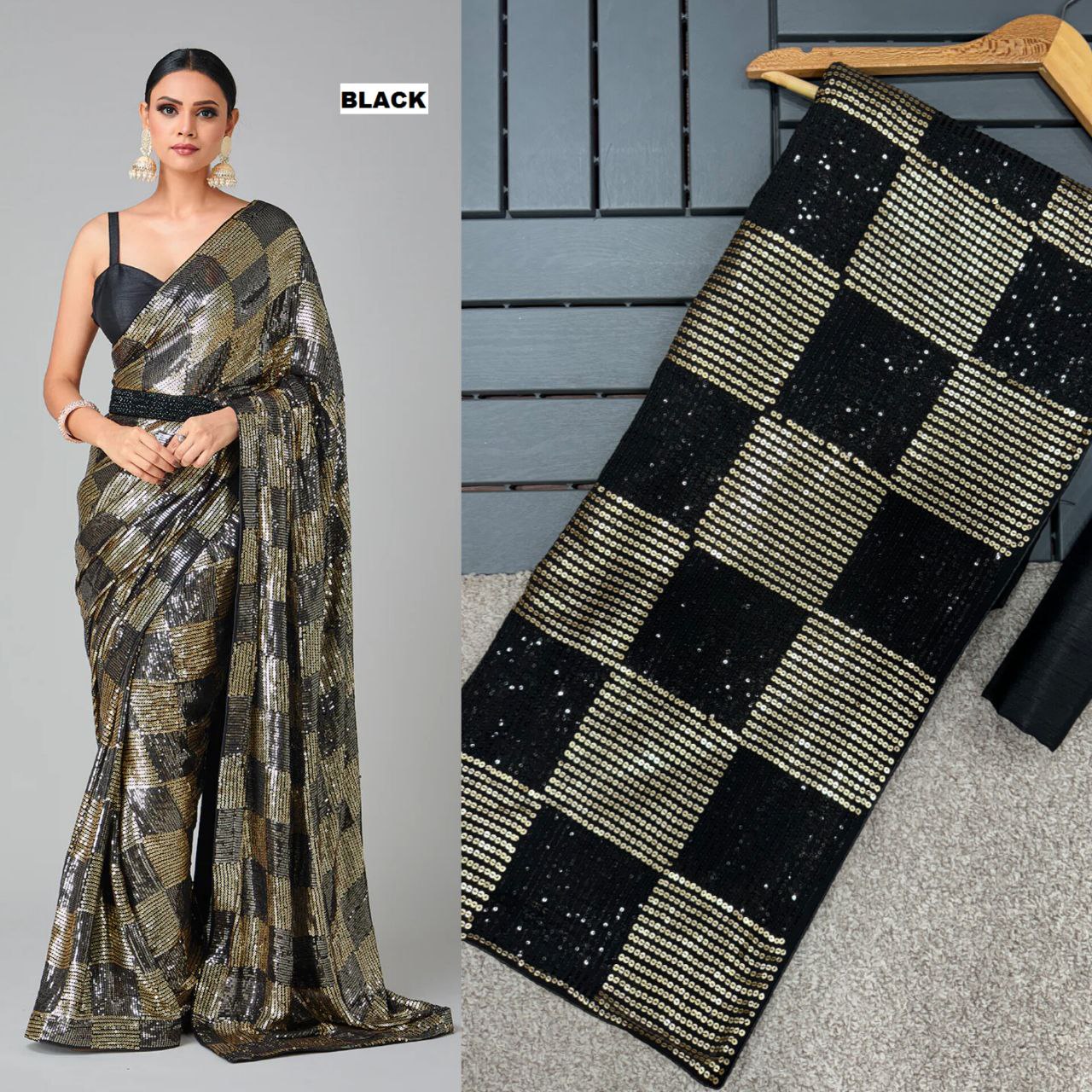 DESIGNER BLACK COLOUR BOLLYWOOD SEQUENCE SAREE