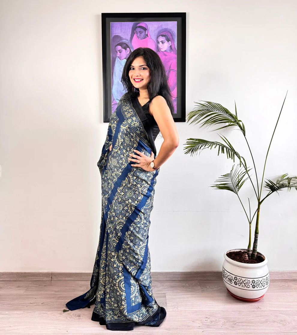 Amazing Blue Color Digital Printed Modal SAREE