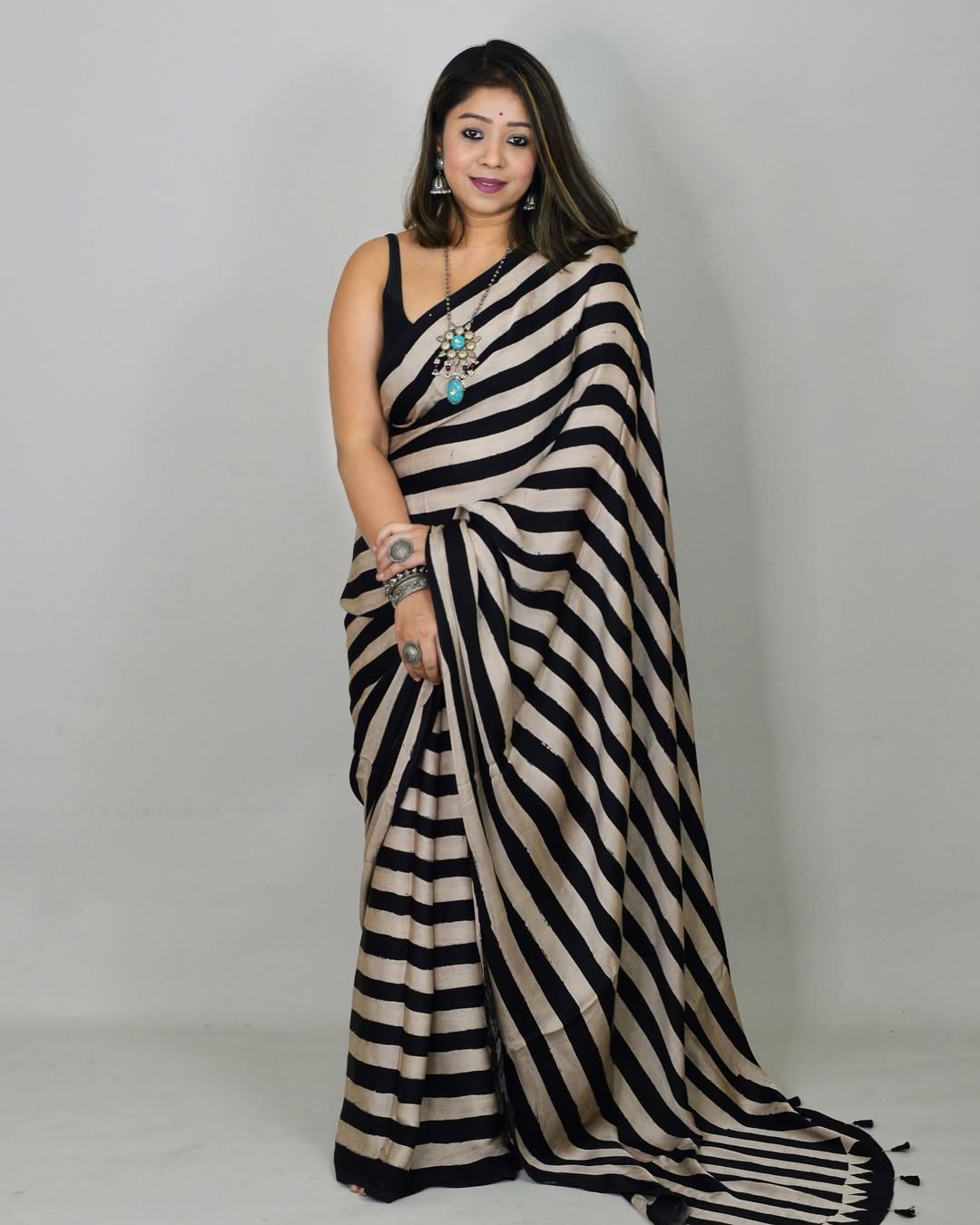 DESIGNER STRIPE MODAL SILK SAREE