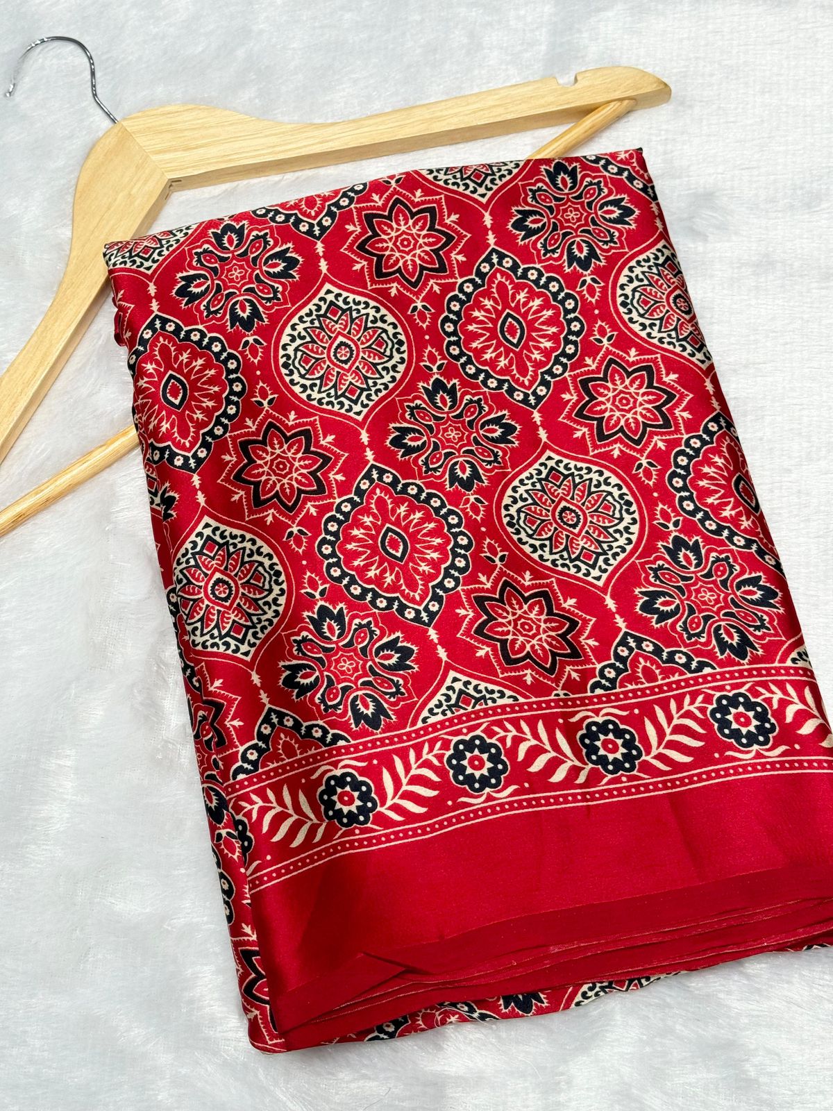 AJRAKH RED MODAL SILK SAREE